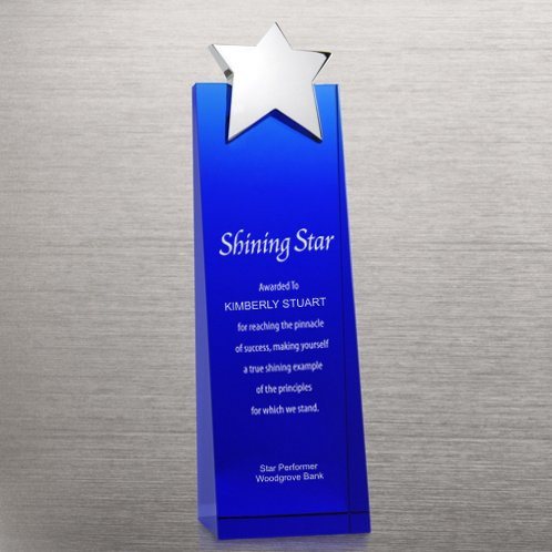 2015 Wholesale Blue Star Crystalline Tower Trophy