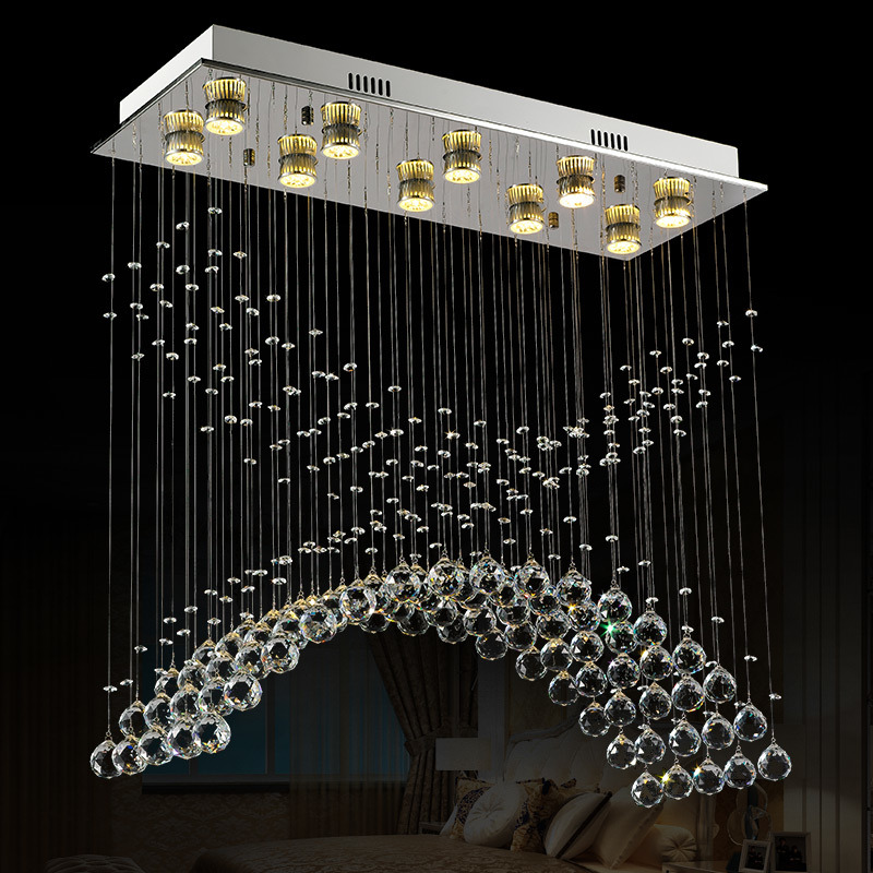 Square Elegant Clear Crystal Lighting Luxury Crystal LED Chandelier for Home Decorative 8030-10
