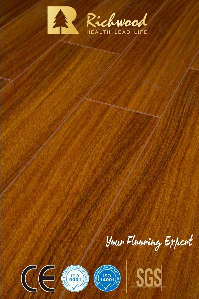 8mm Mahogany HDF Embossed Wax Coating Laminate Floor