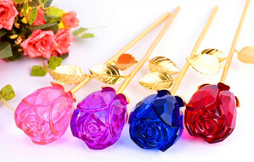 Colourful Crystal Rose Flower as Christmas Gift (KS25102)