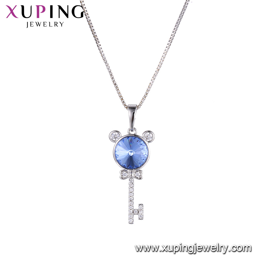 44714 Xuping Cute Key Dubai Gold Jewelry fashion Jewellery Fine Necklace Crystals From Swarovski