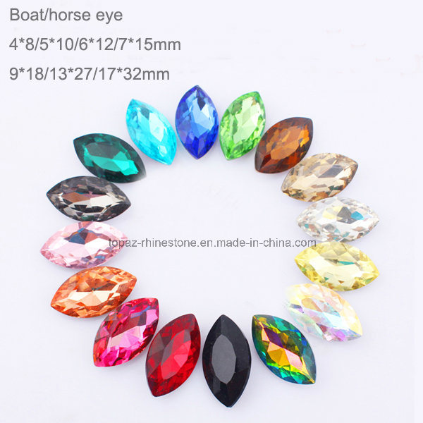 Oval Horse Eye 7*15 Point Back Glass Crystal Diamond Chaton for DIY Decoration (TP-Horse eye 7*15mm)