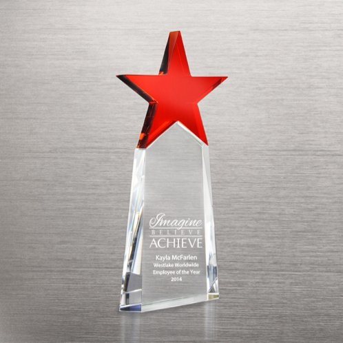 Red Star Pinnacle Crystal Trophy for Achievements Awards (#78252)