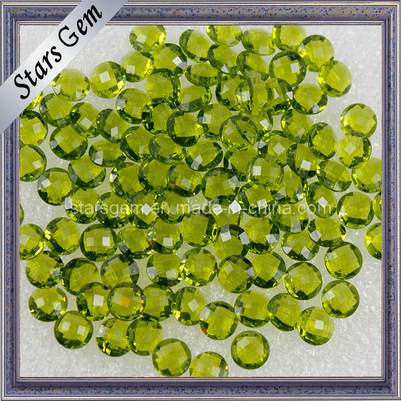 Yellow Green Checker Cut Glass Bead for Jewellery