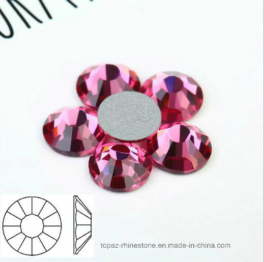 Ss6 Ss8 Ss10 Ss12 Rose Nail Rhinestones for Nails Art Glitter Crystals Decorations DIY Non Hotfix Strass (FB-ss6-ss12 3A)