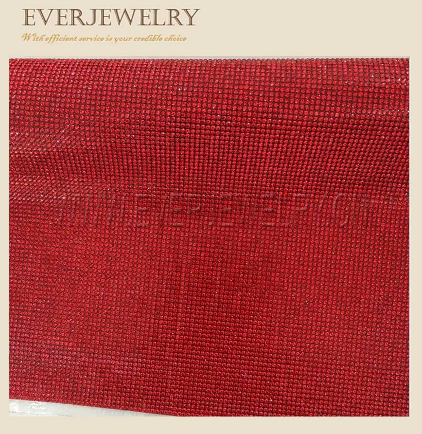 Red Color Hot Fix Glass Stone Mesh