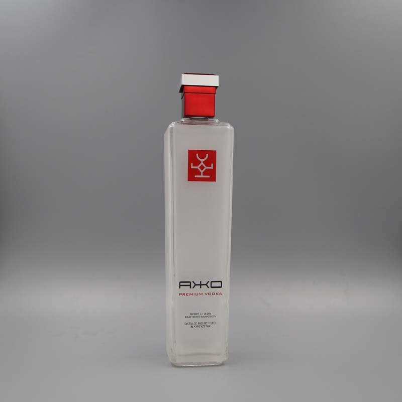 Square Vinegar Glass Bottle, Clear Vodka Glass Vessel