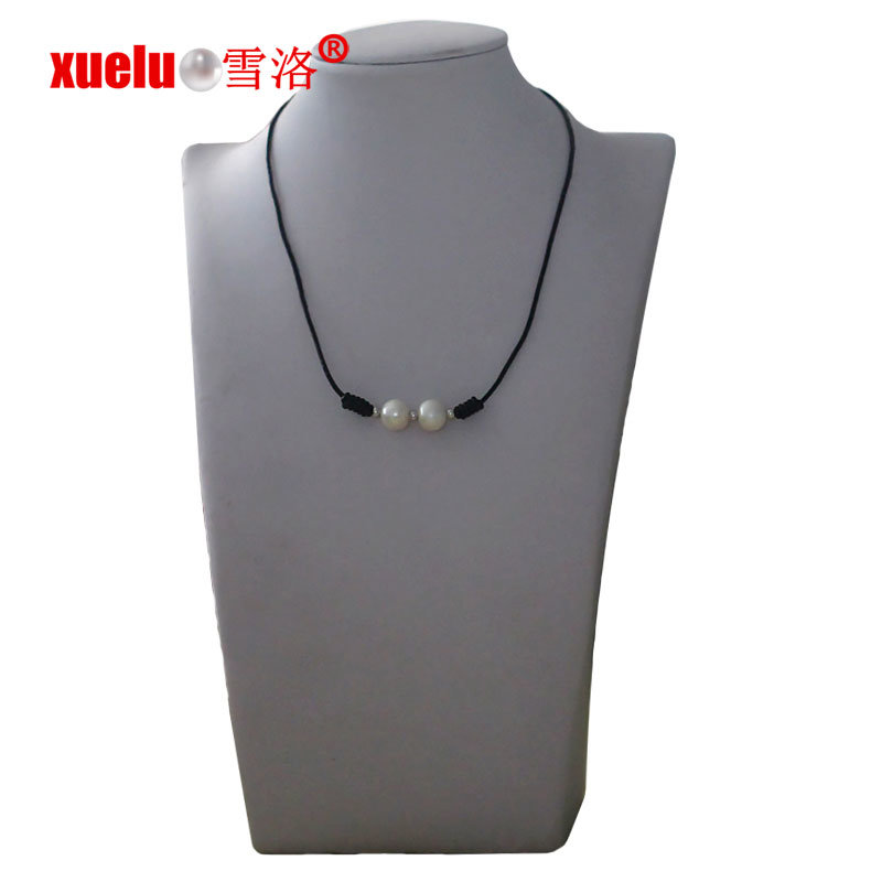 11-12mm Round Freshwater Pearl Leather Necklace Cheap Gift