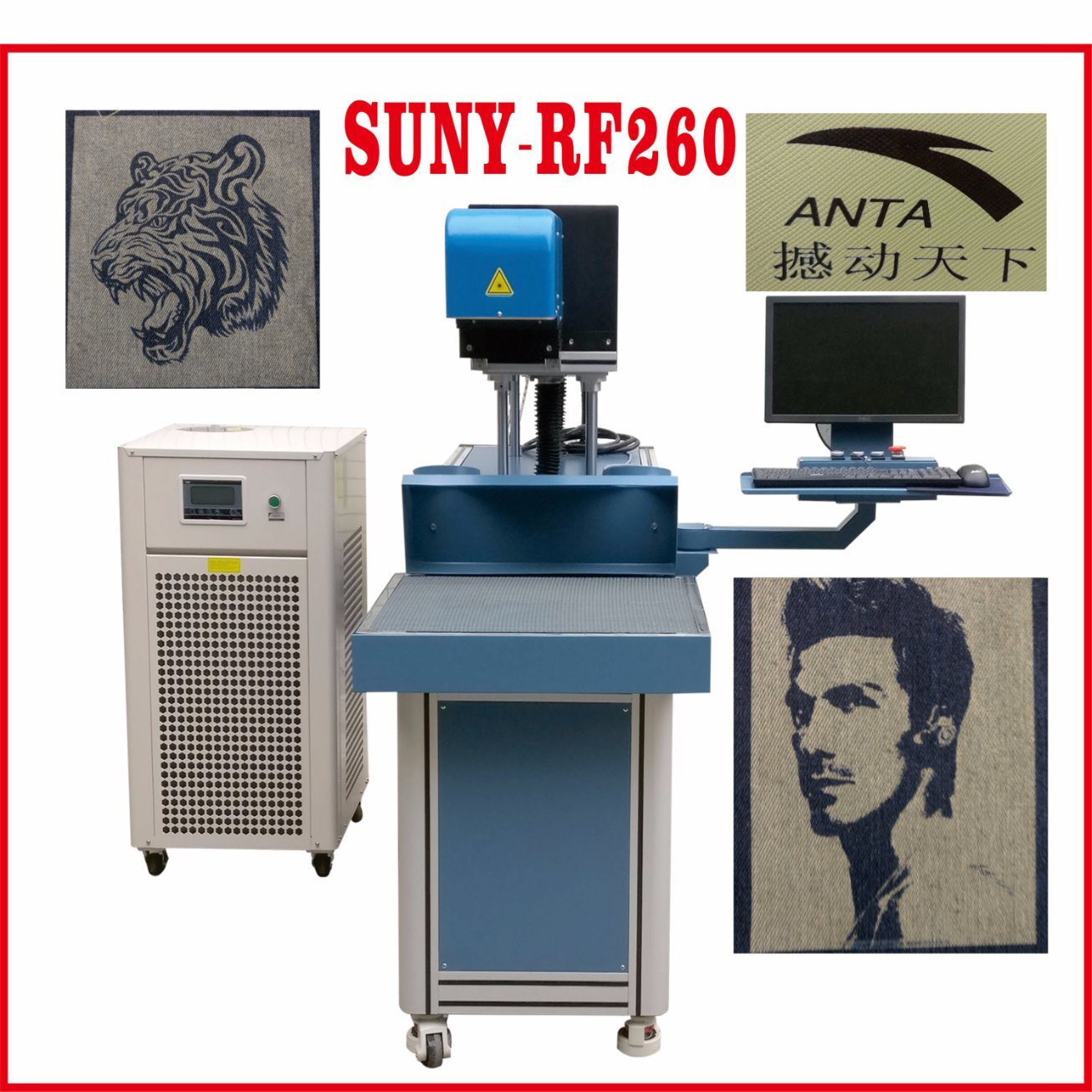 CO2 Radio Frequency Laser Marking Machine for Denim and Fabric and Nonmetals