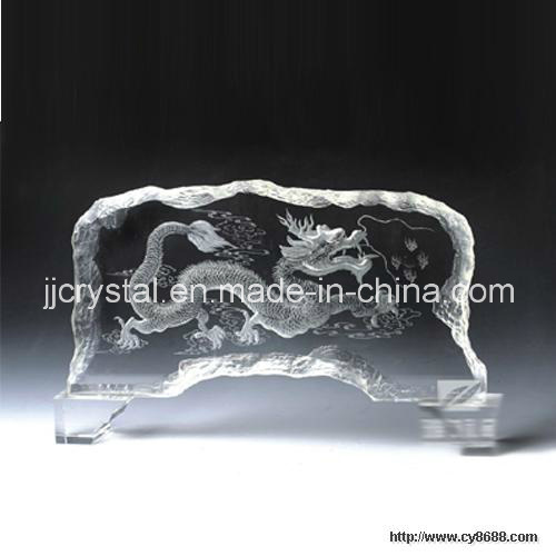 3D Laser Engraved Crystal Glass Office Table Decorations