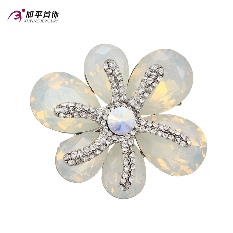 Xuping Fashion Luxury Rhodium Round Crystals From Swarovski Rhinestone Flower-Shaped Jewelry Element Brooch -X0421003