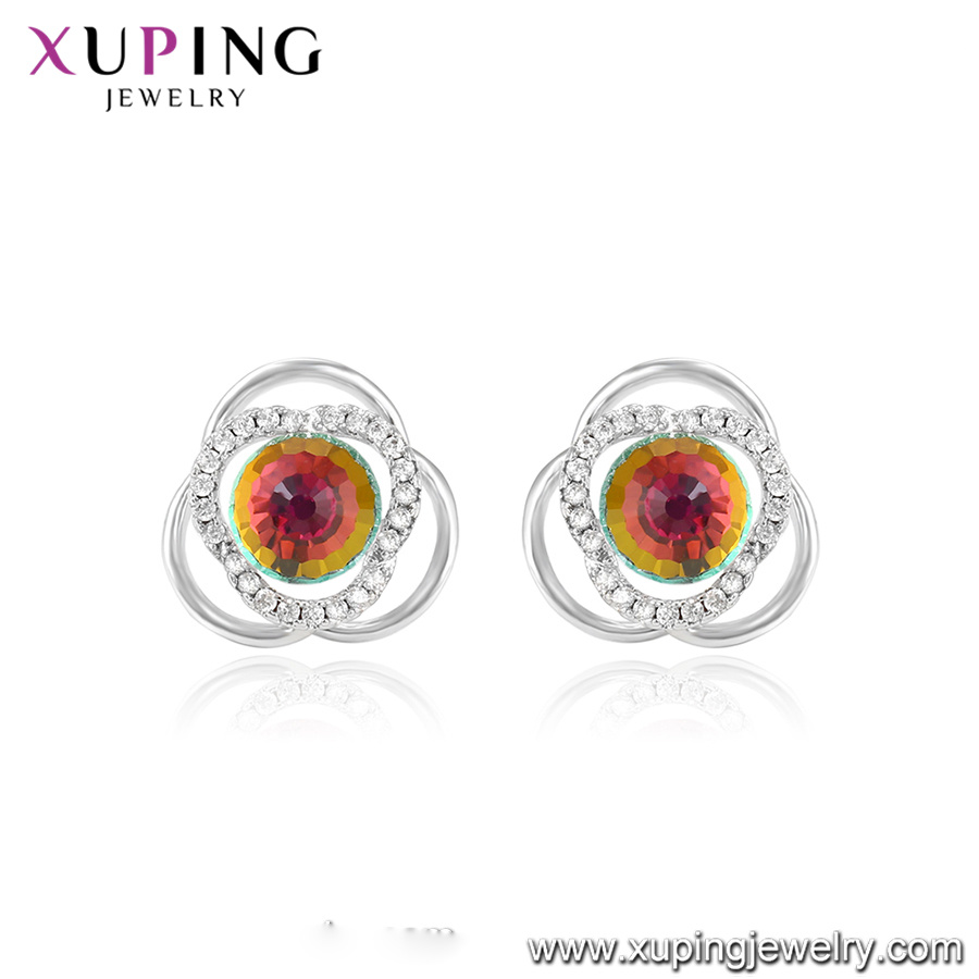 Xuping Daily Wear Shine Gold Color Cute Heart Stud Earrings, Crystals From Swarovski Gold Jewellery