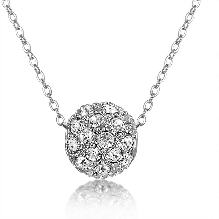 Latest Lady Fashion Jewelry Metal Alloy Glass Crystal Ball Pendant Necklace