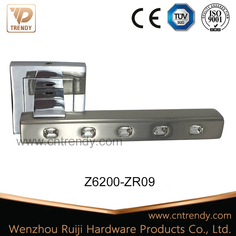Zinc Alloy Zamak Door Furniture Lever Handle with Crystal (Z6200-ZR09)