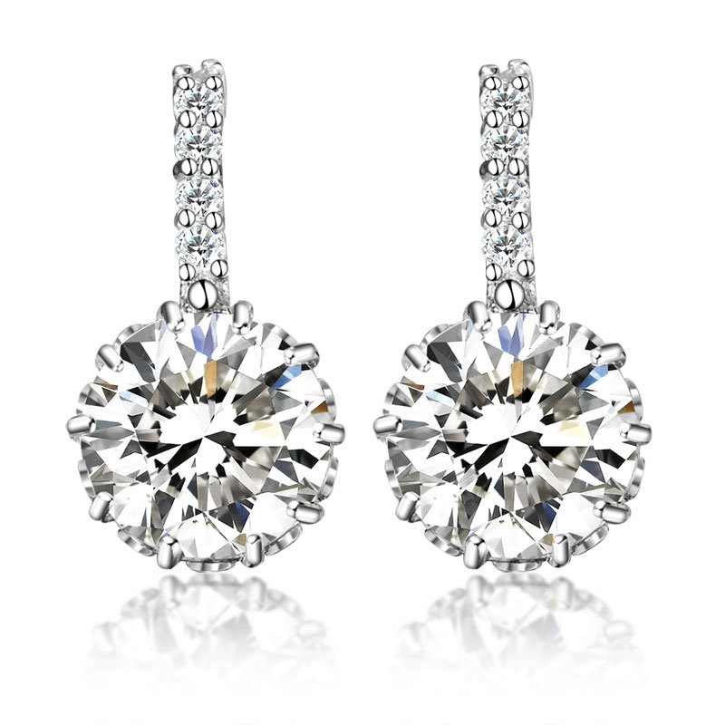 Hot Jewelry Copper White Gold Plated Stud Earrings with CZ