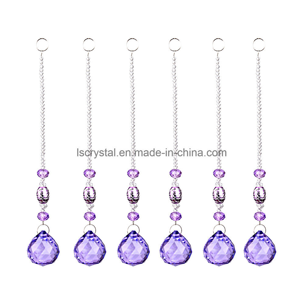 Purple Crystal Suncacther Hanging Prism Crystal Lighting Parts