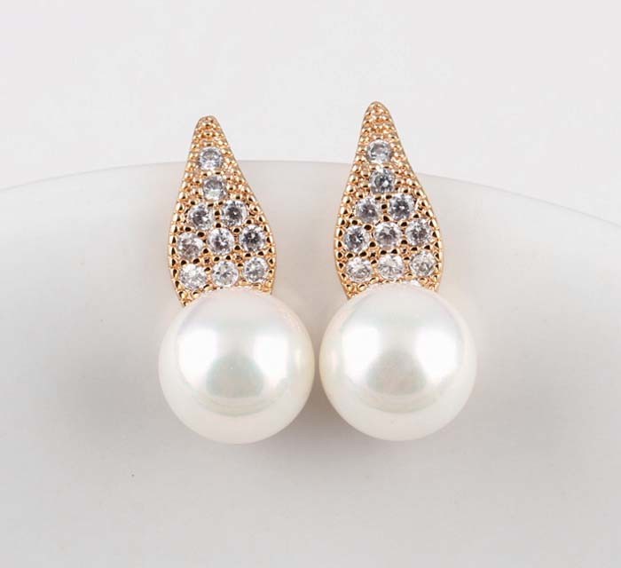 Silver Cubic Zirconia Crystal Diamond Stud Dangle Gold Earrings