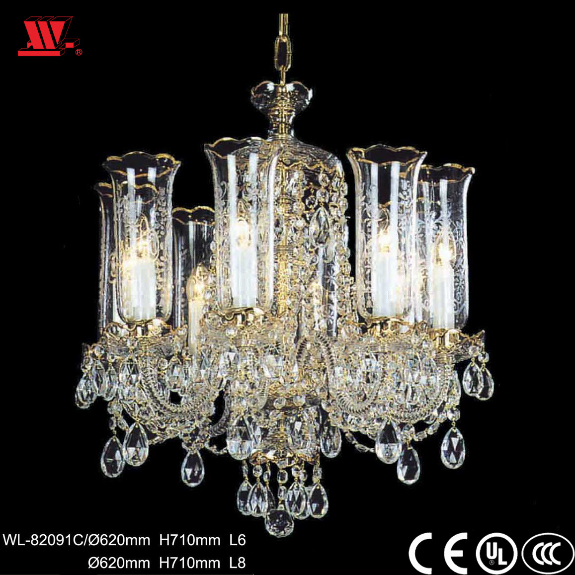 Traditional Crystal Chandelier with Glass Decoration Wl-82091c