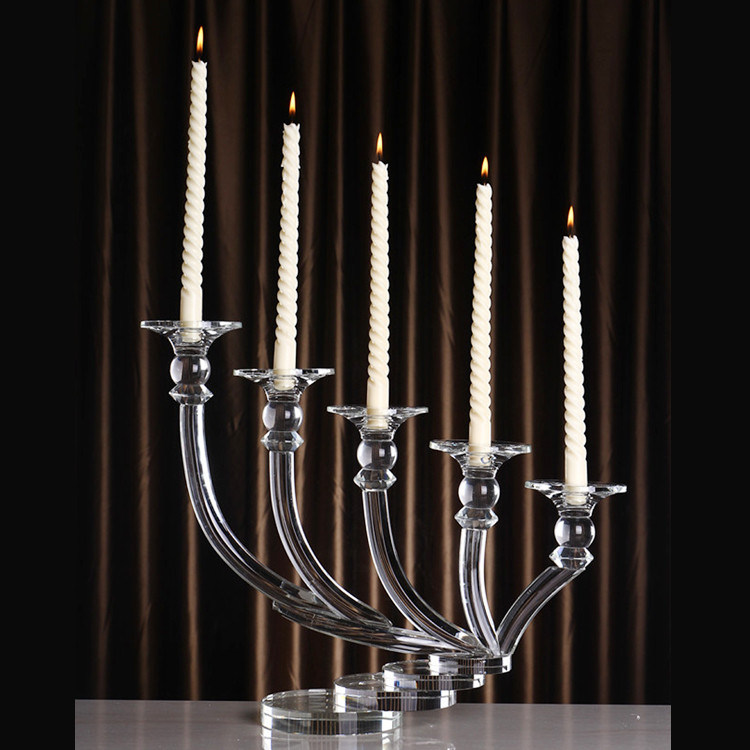 High End 5 Arms Crystal Candle Holder with Competitive Price