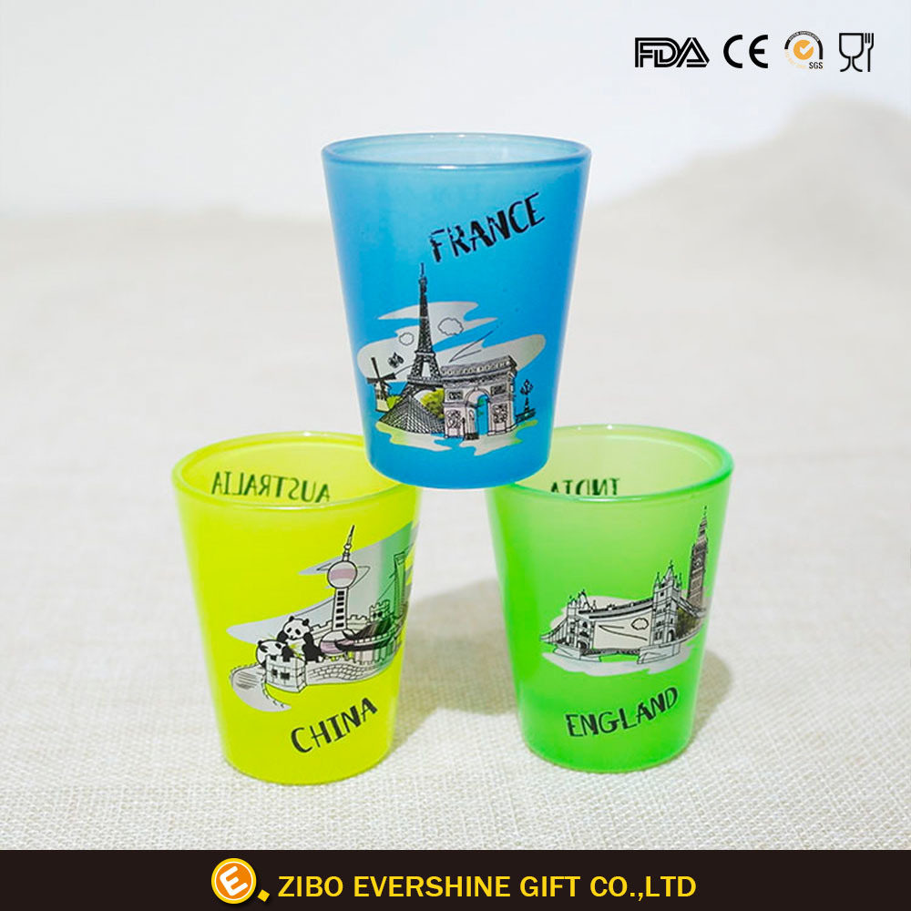 Promotional Colored Shot Glass with Foil Printing