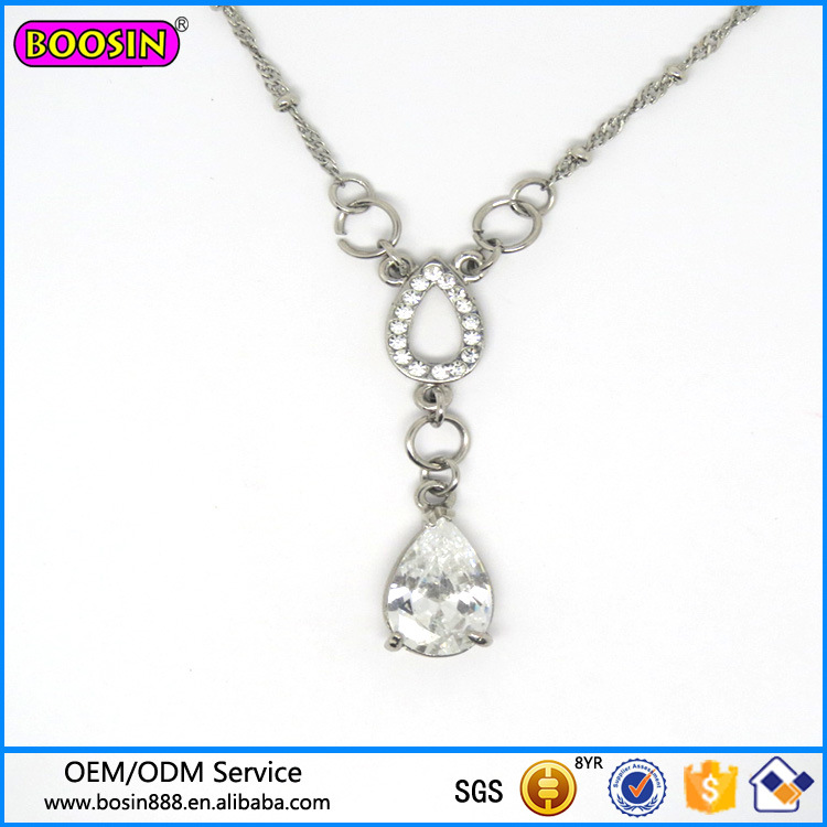 Factory Hot Sale 925 Sterling Silver Jewelry Crystal Necklace