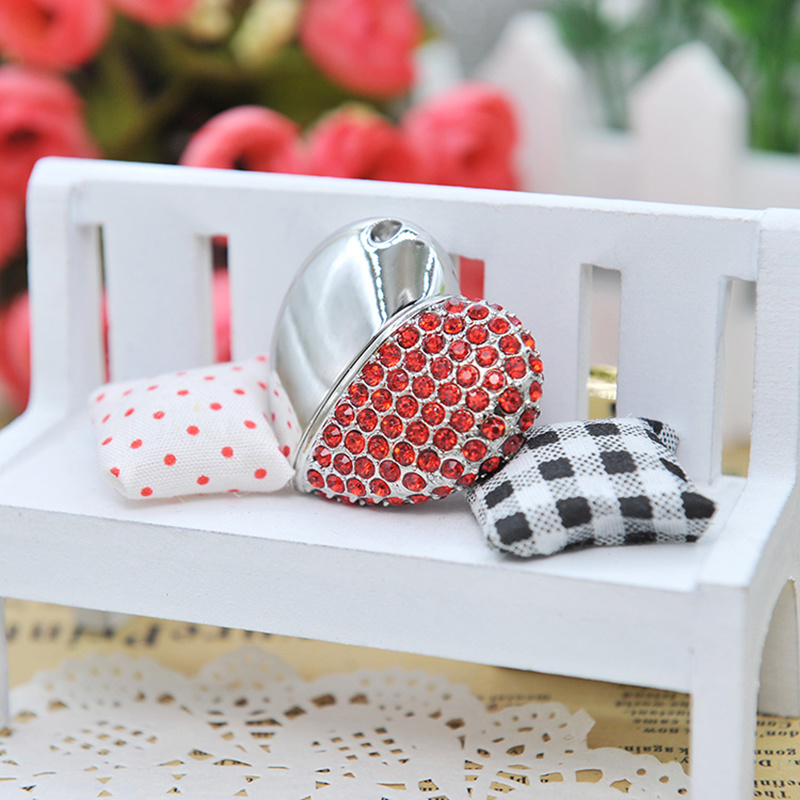 Valentine's Day Metal Crystal Heart Shaped USB Flash Drive for Luxury Gift