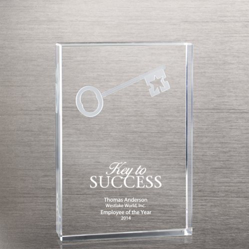 Key to Success 3-D Etch Crystal Trophy (#79960)