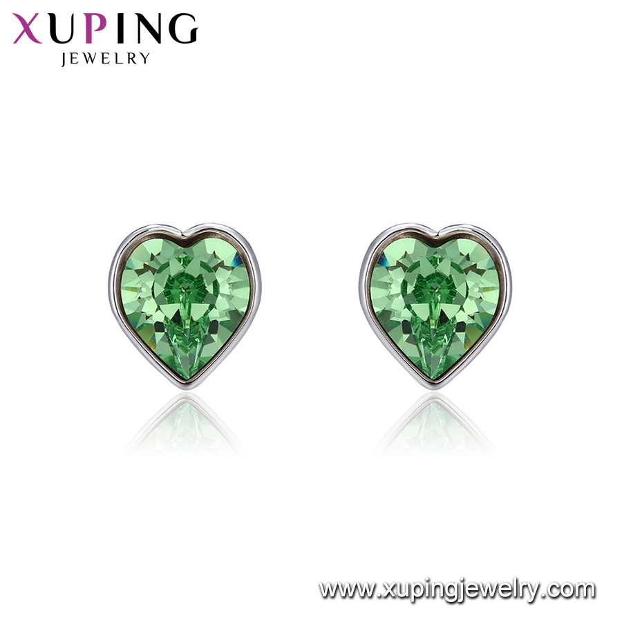 Xuping Aretes, Heart Stud White Gold Ladies Earrings Designs Pictures for Girls Crystals From Swarovski