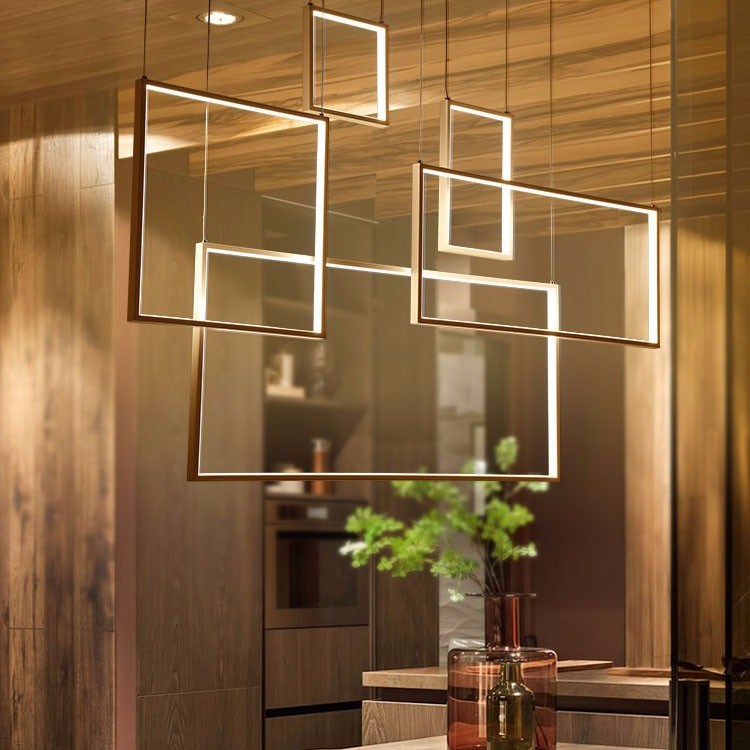 Multilayer LED Rectangular Chandelier Lamp for Living Room
