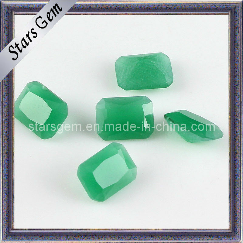 Synthetic Rectangle Shape Octagon Cut Malaysian Jade Glass