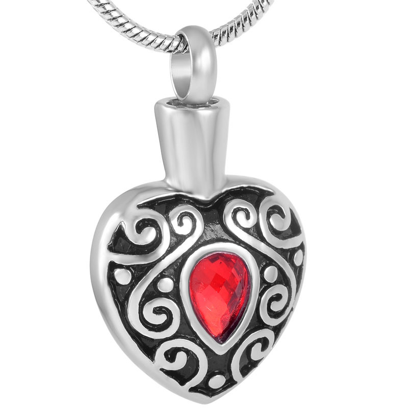 Heart Shape Crystal Inlay Cremation Jewelry Pendant