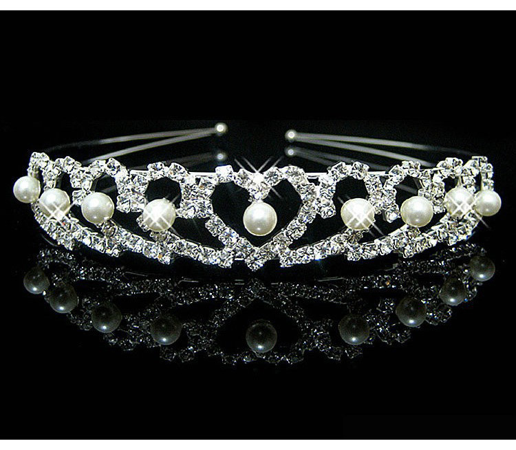 Tiara Crown Headband Heart Girls Love Crystal Rhinestone Jewelry Accessories Hair