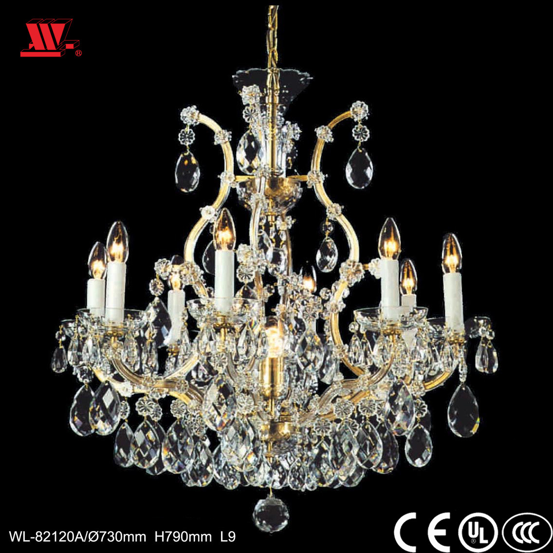 Traditional Crystal Chandelier with Glass Chains Wl-82120A