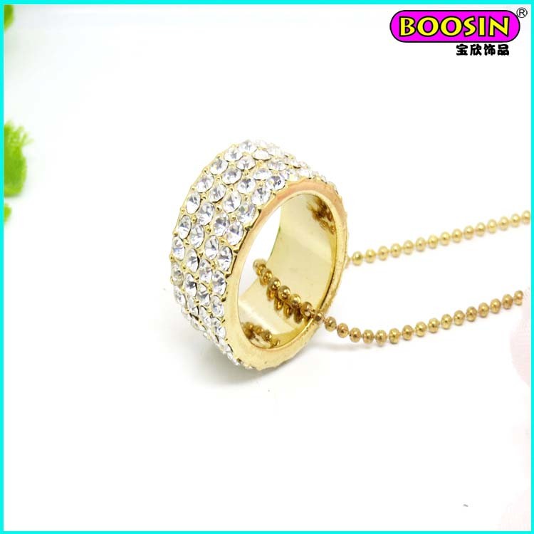 Custom Fashion 18k Gold Rhinestones Ring Pendant Necklace Jewelry