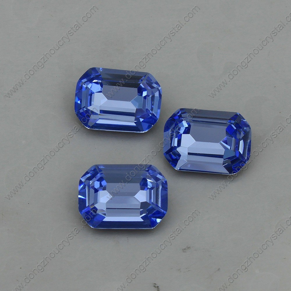 Fancy Blue Glass Stone Point Foiling Back Crystal Gem Octagon