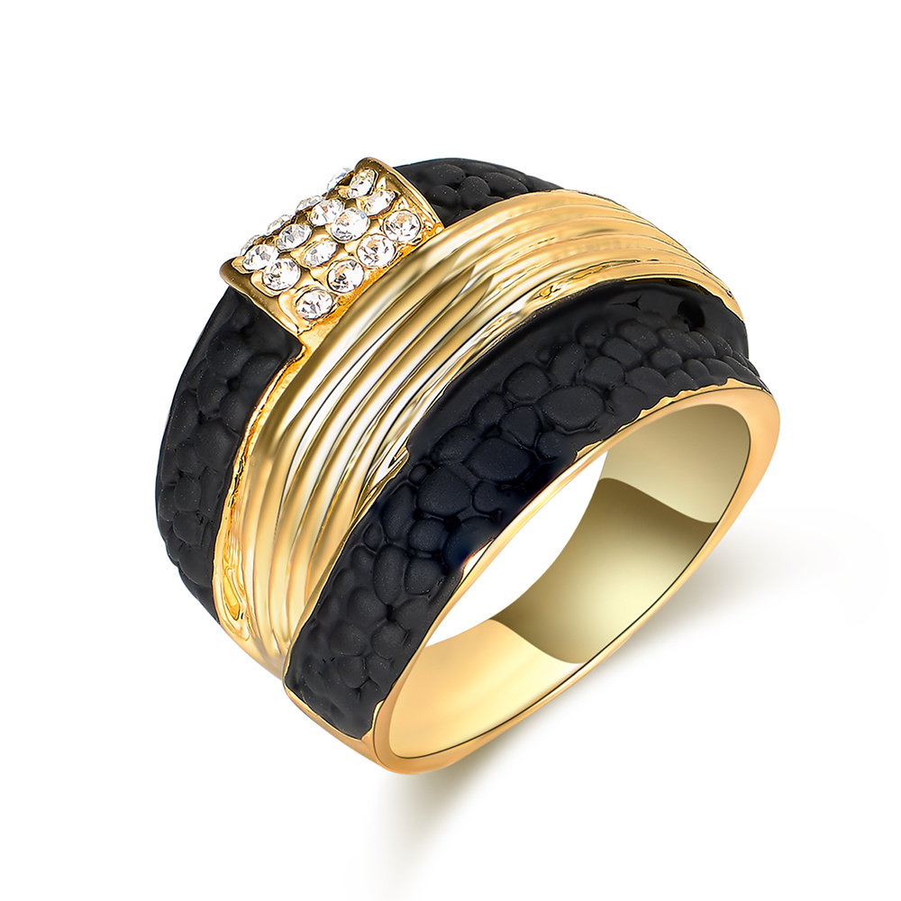 Yellow Black Mixed Woman Jewelry Gold Plated Ring for Gift