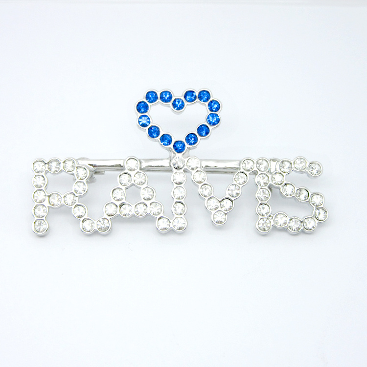Simple Silver Custom Crystal Words Letter Brooch Pin, Name Initial Pin