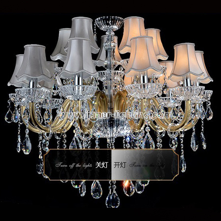 Special Hotel Large Crystal Chandelier Lighting with Fabric Shades