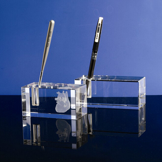 Single Crystal Glass Pen Holder Craft for Office Decoration