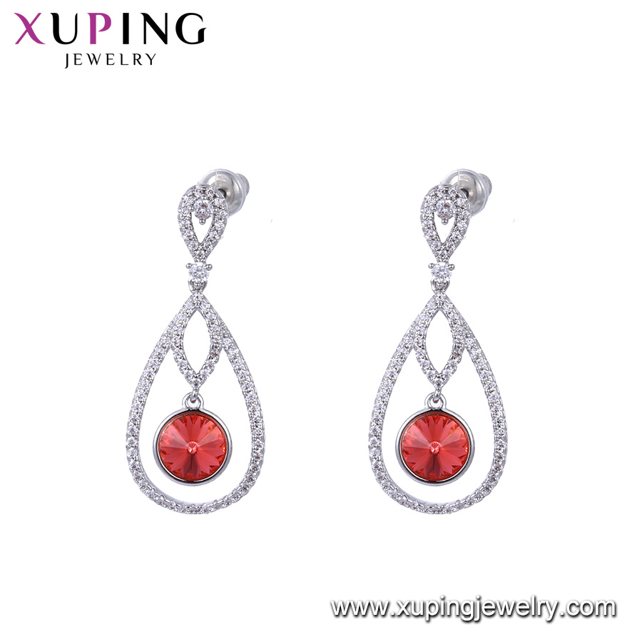 Xuping Excellent Quality Best Selling Crystals From Swarovski Fashion Rhodium Color Gold Drop Earrings