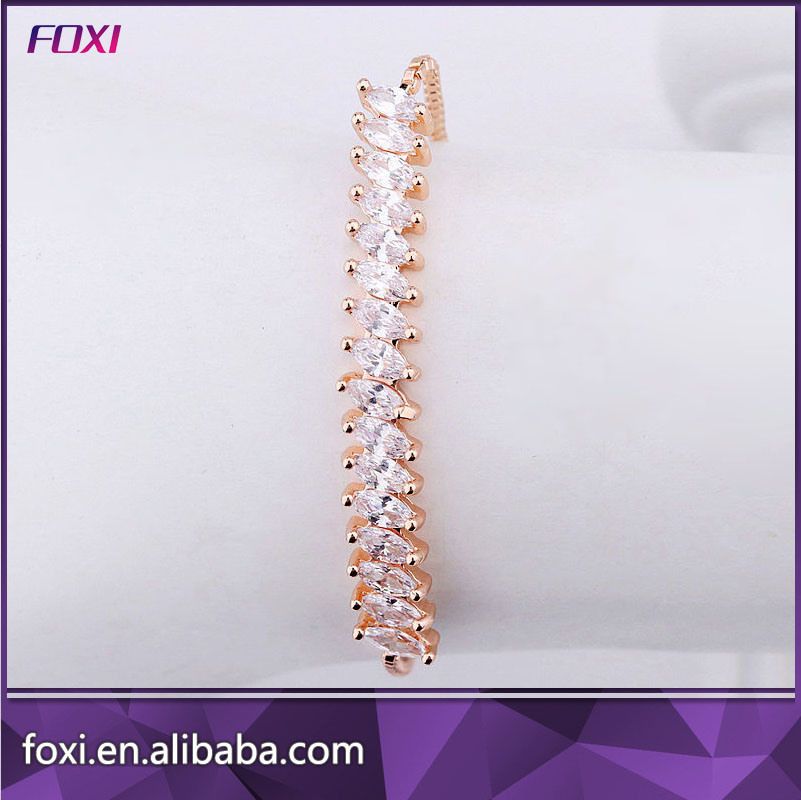 Micro Pave CZ Bracelet with 18K Gold Plating for Women