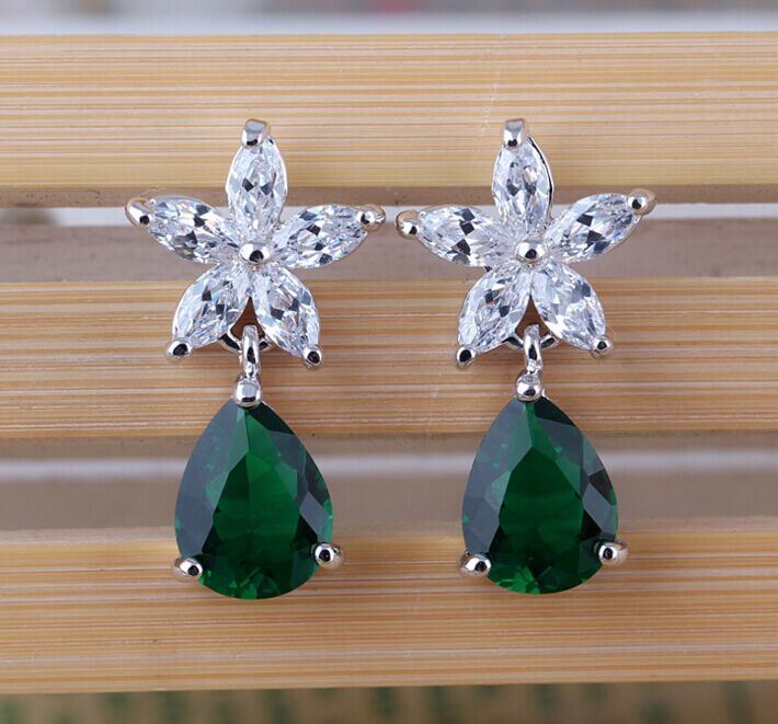 Fashion Cubic Zircon Teardrop Diamond Crystal Earrings Jewelry