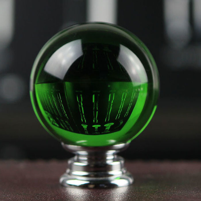 Green Crystal Glass Round Ball Knobs 40mm