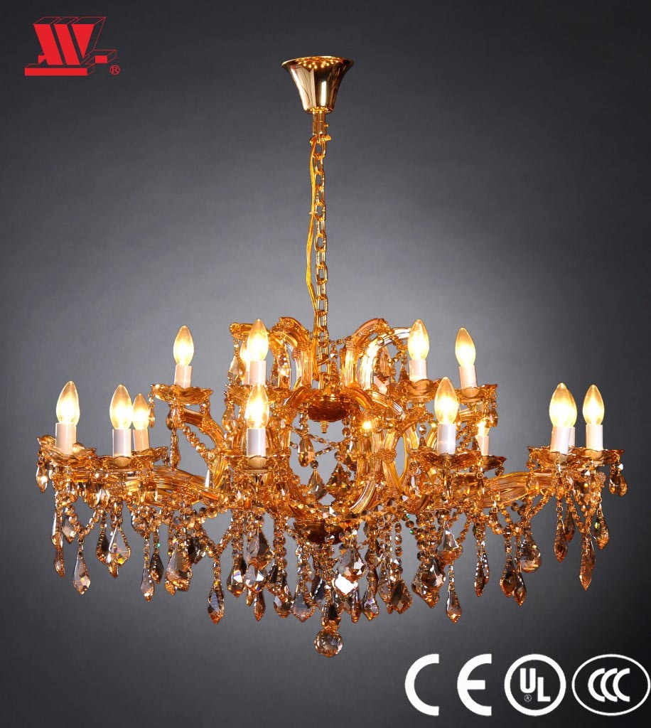 New Crystal Chandelier with Amber Glass Decoration