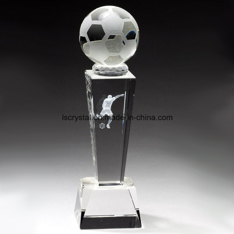 Quality Crystal Glass Football Soccer Trophy Award