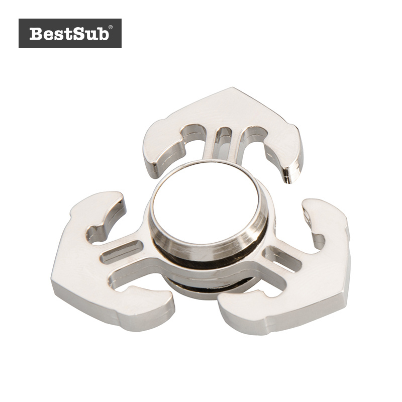 2D Blank Sublimation Fidget Spinner Toy Relieves Stress Hand Spinner (Anchor, Silver)