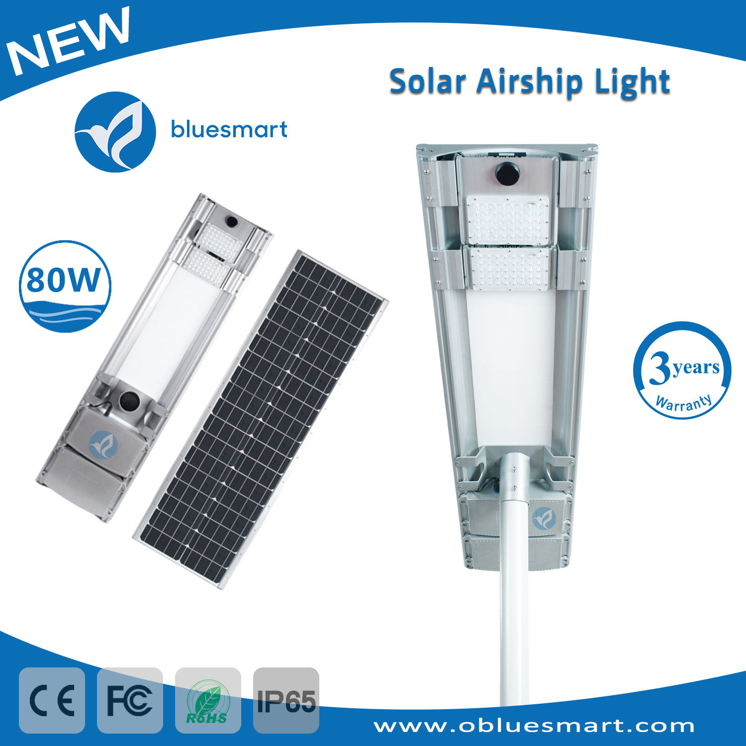 80W Solar Products All-in-One/Integrated Outdoor LED Garden Street Lighting in Solar Lamps