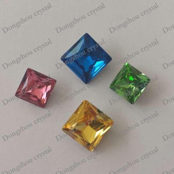 Decorative Capri Blue Color Crystal Square Diamond Shape Rhinestone
