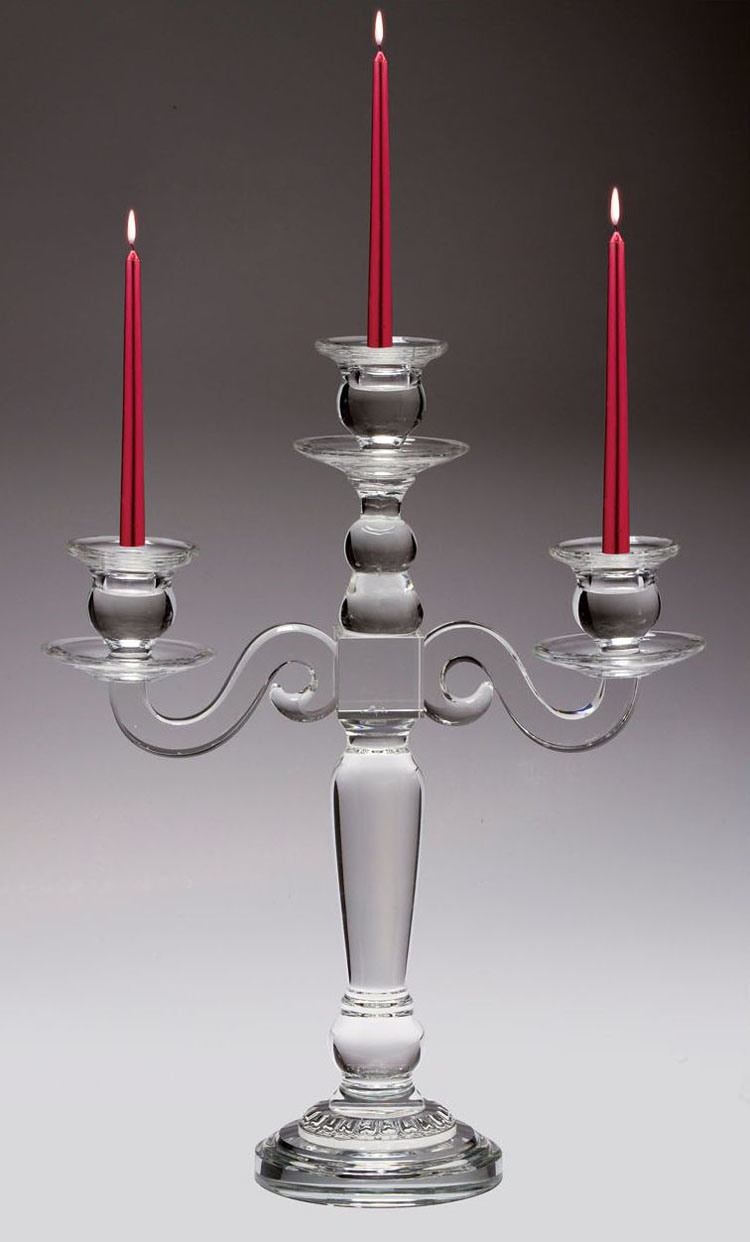 Three Brance Crystal Galss Candleholder for Wedding Decoration
