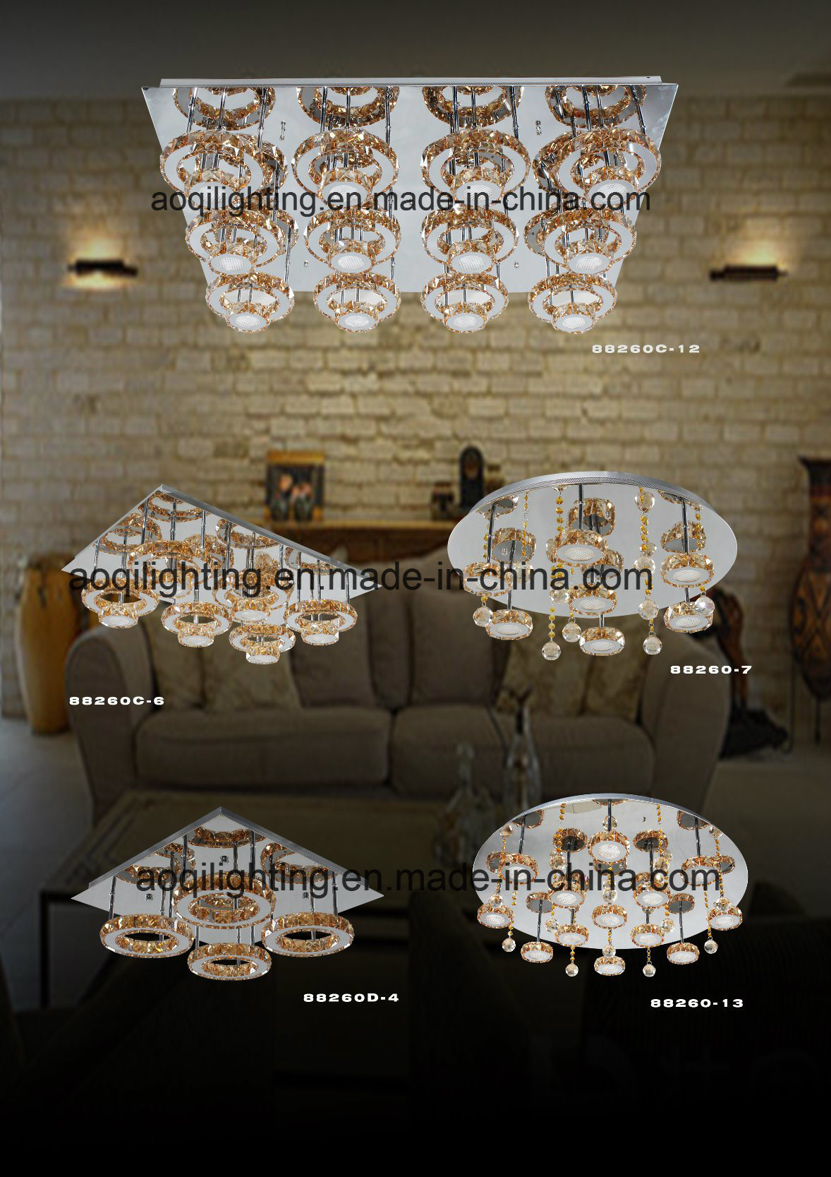 Best Decorative Crystal LED Modern ceiling Lights (AQ-88260-L12)